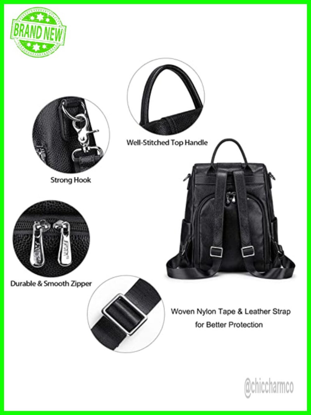 Genuine Leather Women's Backpack Rucksack Daypack With Tablet Pocket For Work View 4